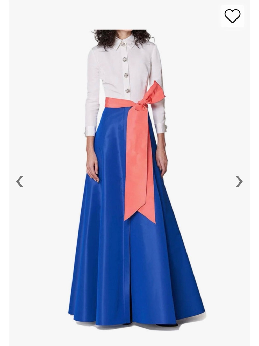 Carolina Herrera Blue Maxi Skirt with Coral Sash- New